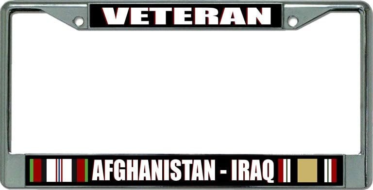 Afghanistan Iraq Veteran Chrome License Plate Frame