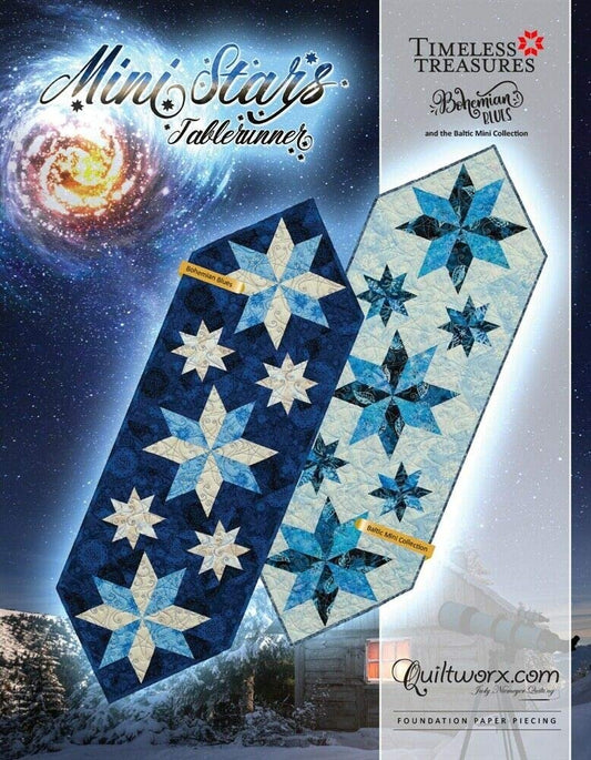 Mini Stars Table runner - Foundation Paper Piecing Pattern by Judy Niemeyer 17" x 51" Quilt