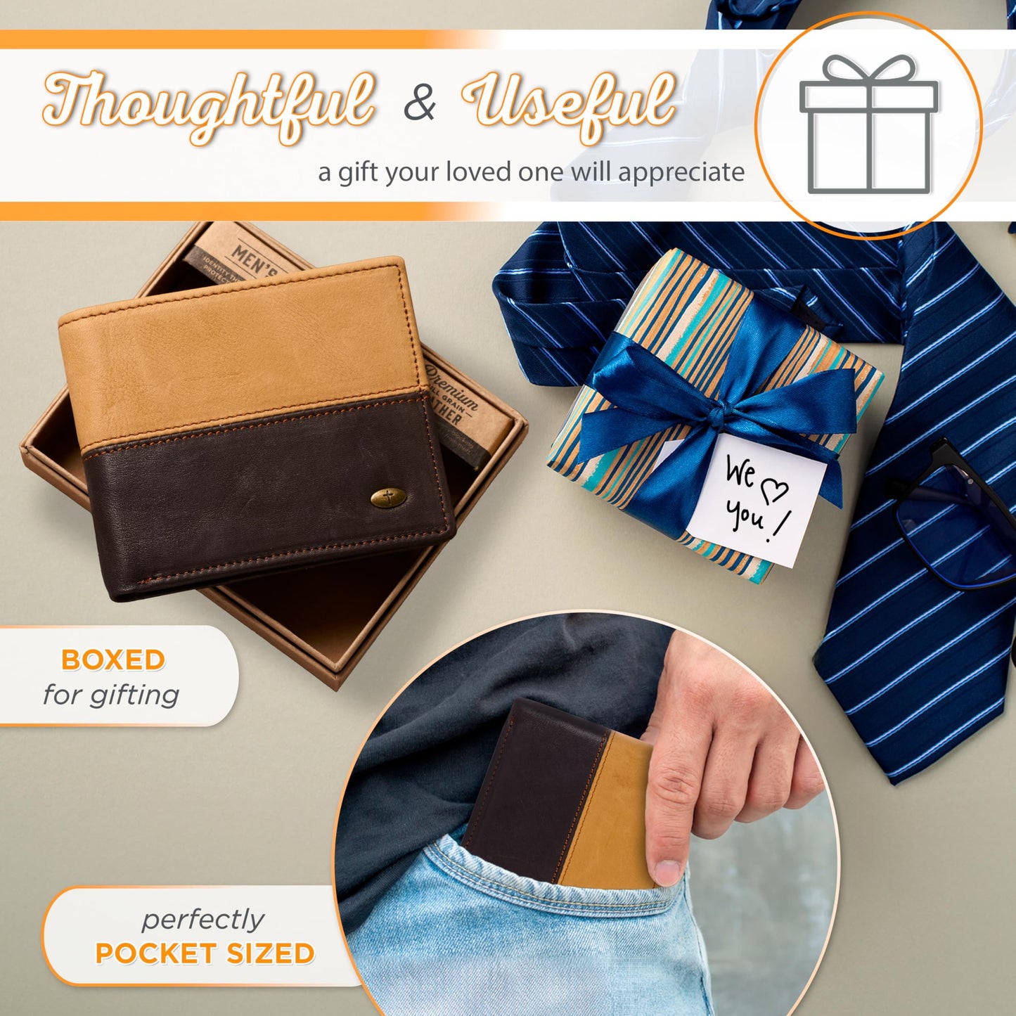 Christian Art Gifts Genuine Premium Full Grain Leather RFID Blocking Silver Engraved Cross Wallet for Men: Multi Pocket Billfold w/Removable ID Window Accessory for Credit Cards, Bills, Photos, Black