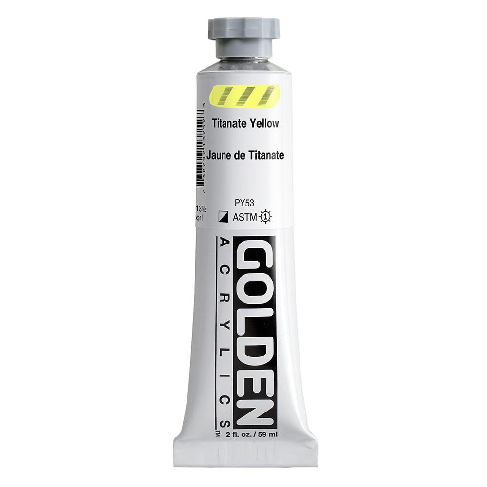 GOLDEN Heavy Body Acrylics, Titanate Yellow, 2 fl. oz. Tube, Professional Acrylic Paint, Semi-Opaque