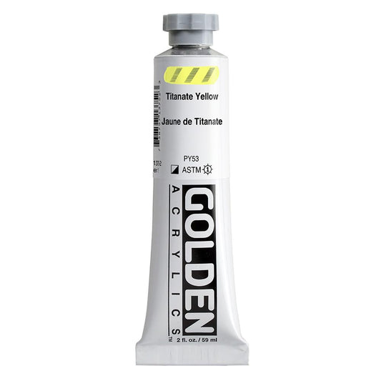 GOLDEN Heavy Body Acrylics, Titanate Yellow, 2 fl. oz. Tube, Professional Acrylic Paint, Semi-Opaque