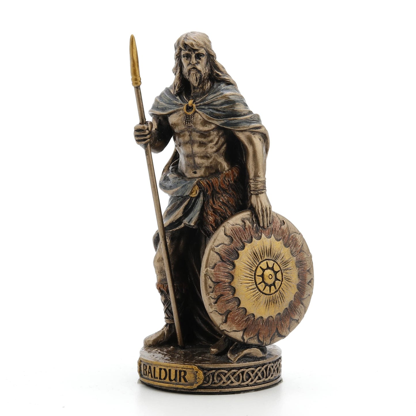 Veronese Design 3 3/8 Inch Baldur The Norse God of Sun Hand Painted Bronze Finish Polyresin Miniature Figurine