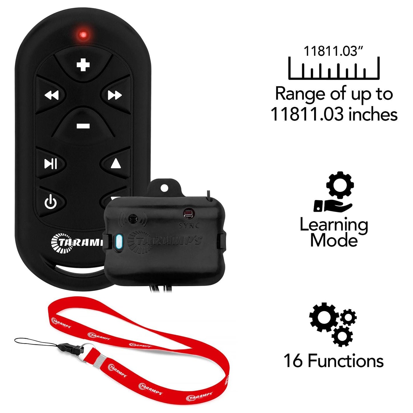 Taramps Universal Remote Control TLC 3000 Black Long-Distance, 16 Functions, Learning And Memory Mode, Amp Volume Control for Car Head Units, Motorcycle, Home, Audio Accessories, Easy to Install