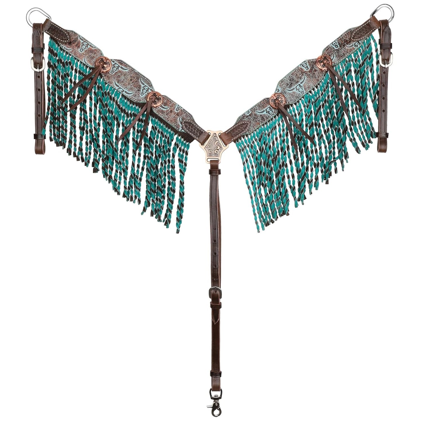 Showman Weathered Steer Twist Browband Headstall & Breast Collar Set