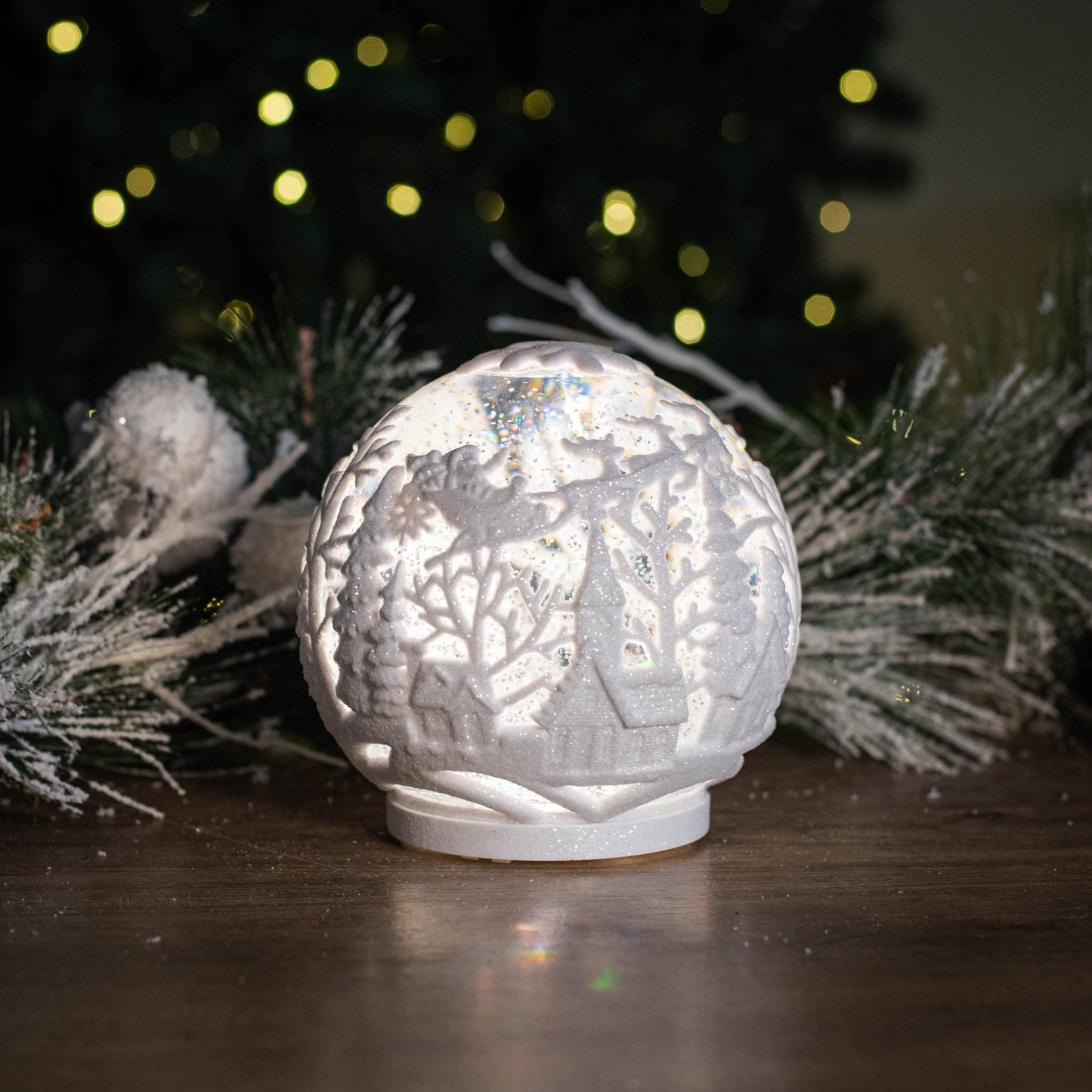 RAZ Imports 2021 Christmas Time in The Village 6.25" Town Scene Glitter Embossed Lighted Water Globe