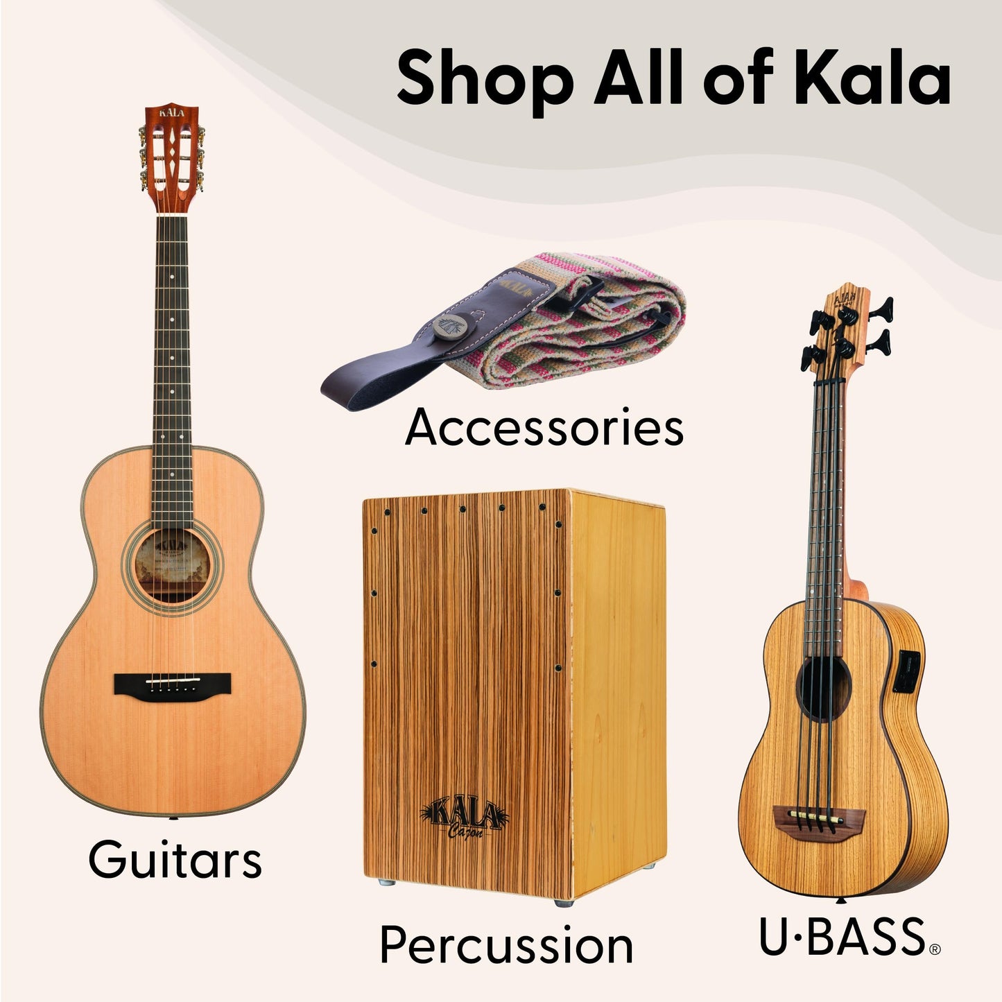 Kala Brand Music Co. The Waterman Beach Collection, 4-String Ukulele, Right, Sunset Orange, Soprano (KA-WMS-OR-S)
