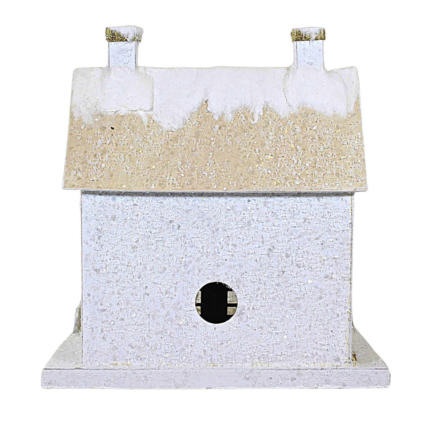 Cody Foster Winter White Cottage Paperboard Putz House Light Up Retro - 1 House 11 Inches - Hou302 - White