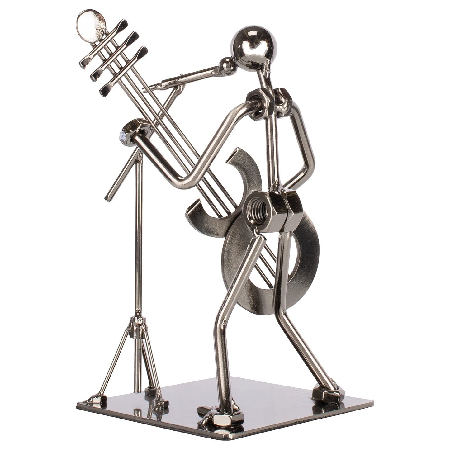 Broadway Gift Singer Guitar Player Silver Tone 6 inch Table Metal Decorative Musician Tabletop Figurine