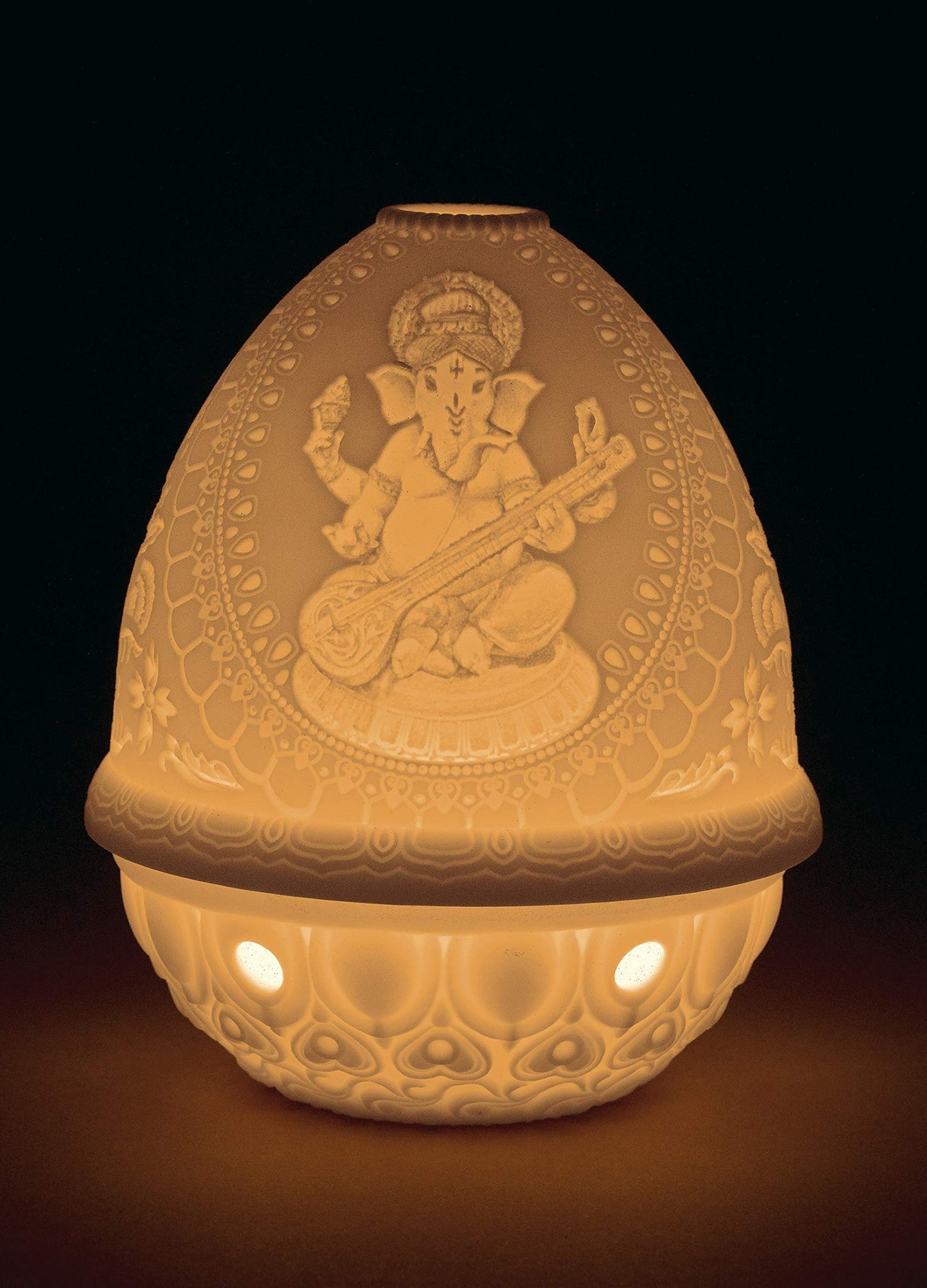 LLADRÓ Veena Ganesha Lithophane. Porcelain Litophane.
