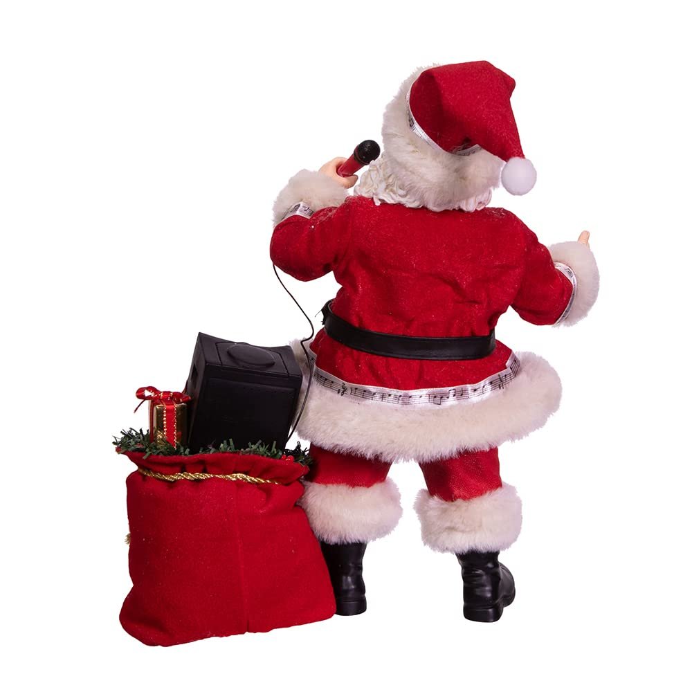 Kurt S. Adler Kurt Adler 10.5-Inch Battery-Operated Fabriche Musical Karaoke Santa, Multi