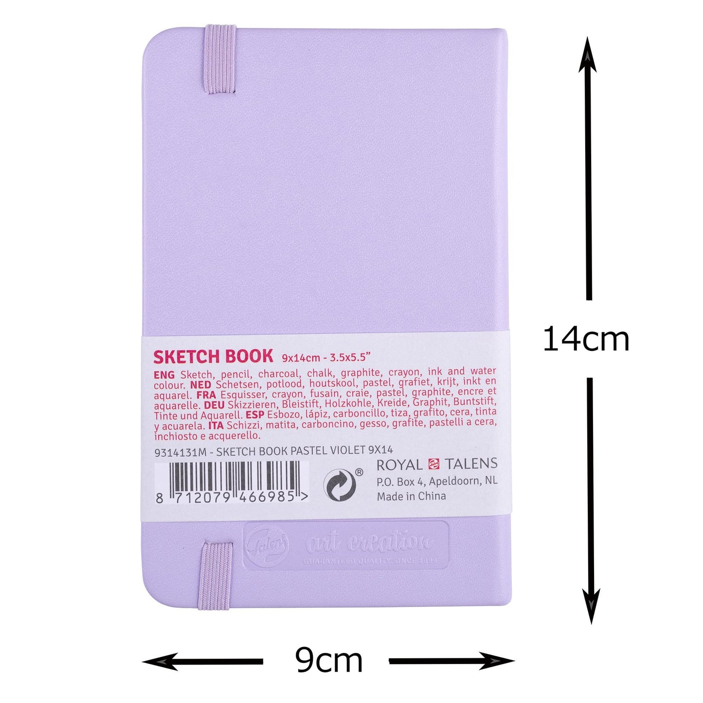 Tarence T9314-131M 452124 Art Creations Sketchbook, Drawing Notebook, 3.5 x 5.5 inches (9 x 14 cm), Pastel Violet