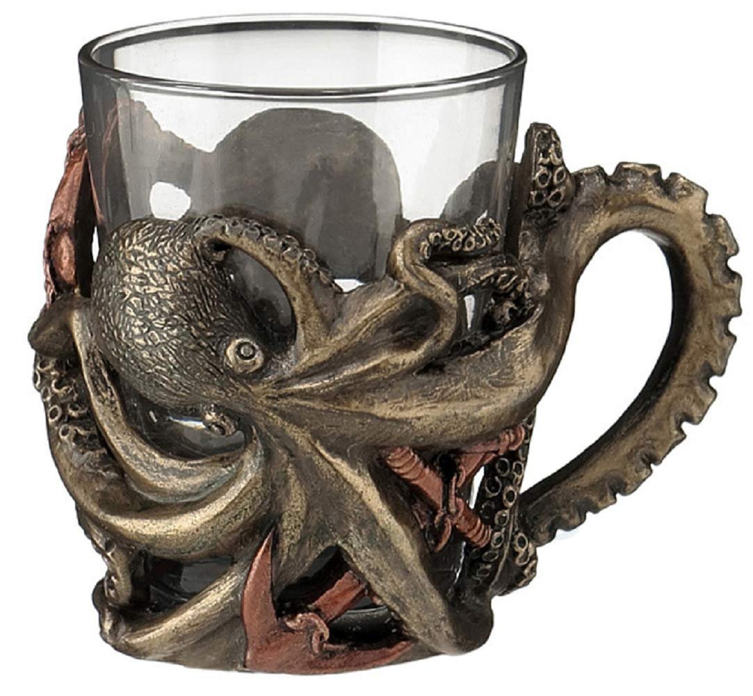VERONESE Bronze Steampunk Octopus Shot Glasses (1.5 oz, 1 Count)