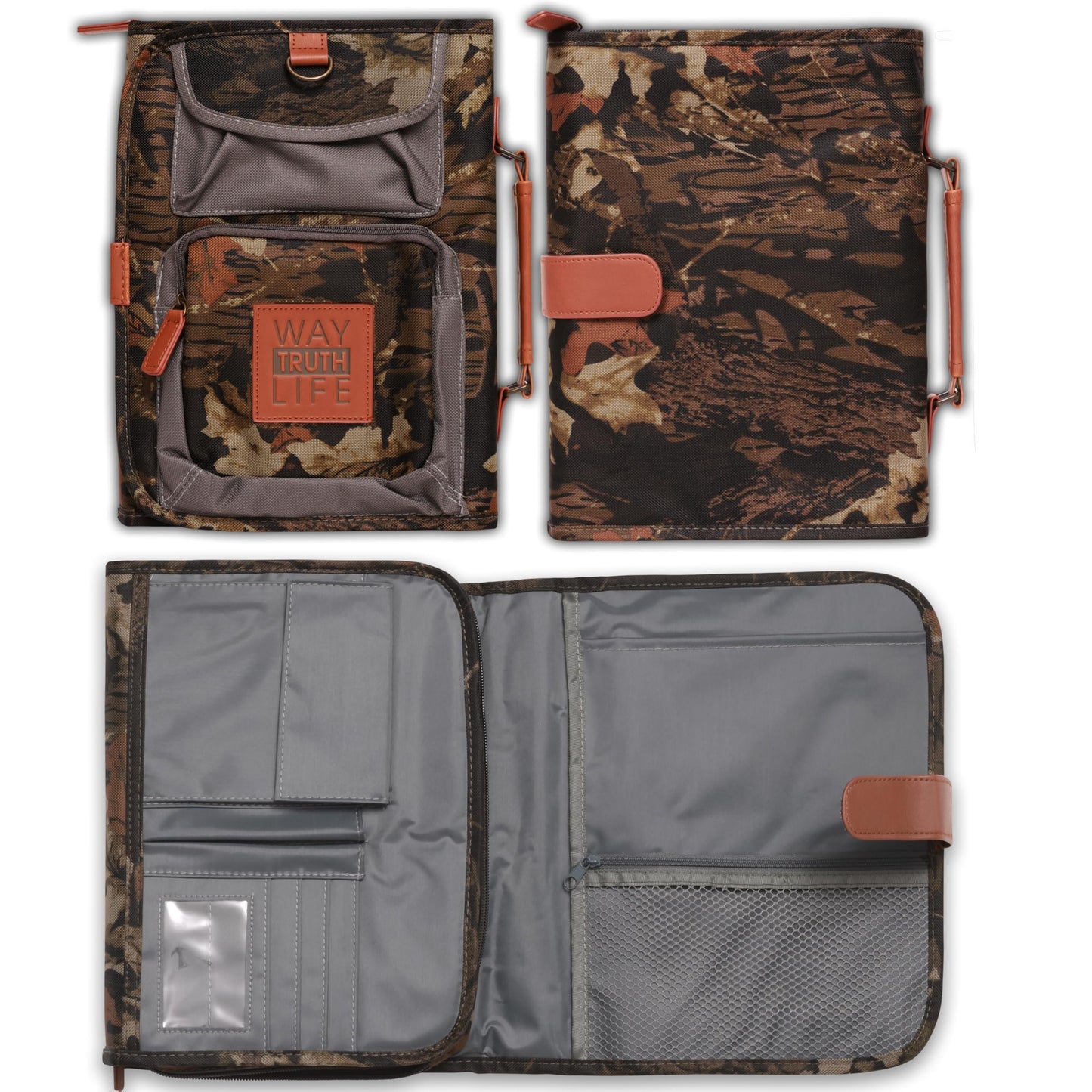Tri-Fold Realtree Camo Bible / Book Organizer w/"Way-Truth-Life" Badge (Medium)