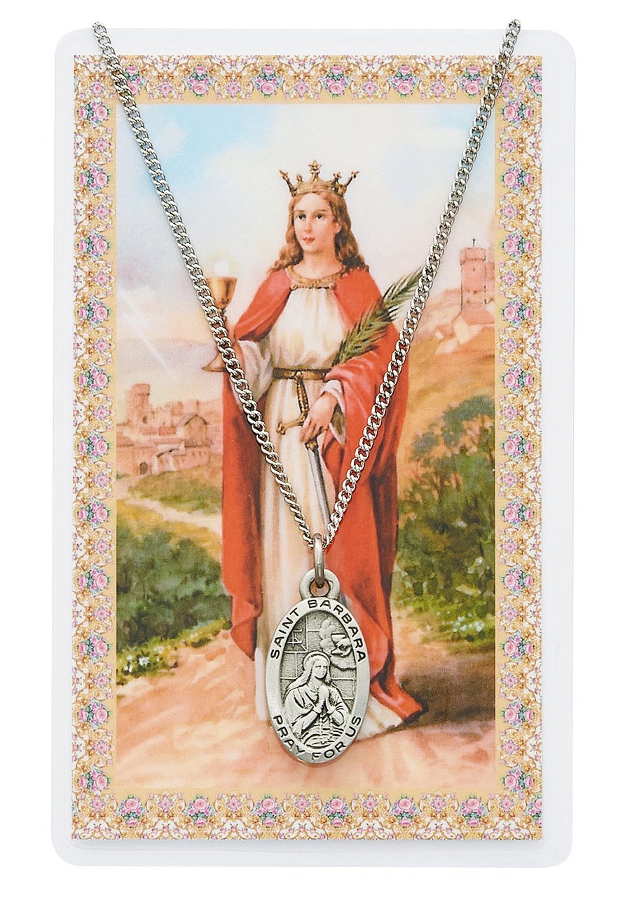 St. Barbara 7/8-inch Pewter Medal Pendant Necklace with, No Color, Size No Size
