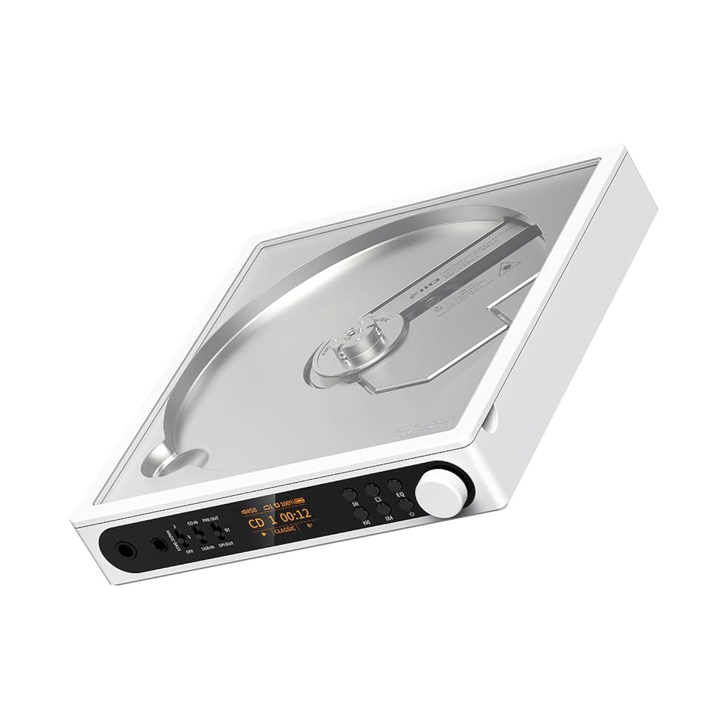 FiiO DM15 Portable Stereo CD Player with True 24Bit R2R DAC, 1150mW+1150mW High-Power Output, aptX Adaptive Bluetooth Transmitter, 24 Sound Presets, USB/CD HiFi Audio, HD Display (Silver)