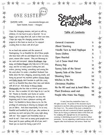 One Sister Seasonal Craziness by Janes Nesbitt Quilt Pattern Book