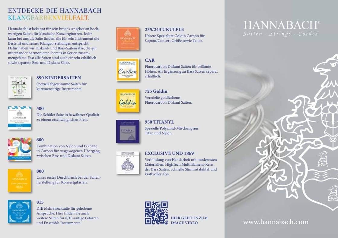 Hannabach 652627 Series 825 Specialized Gold Plated High Tension String Set for Classic Guitar - Blue