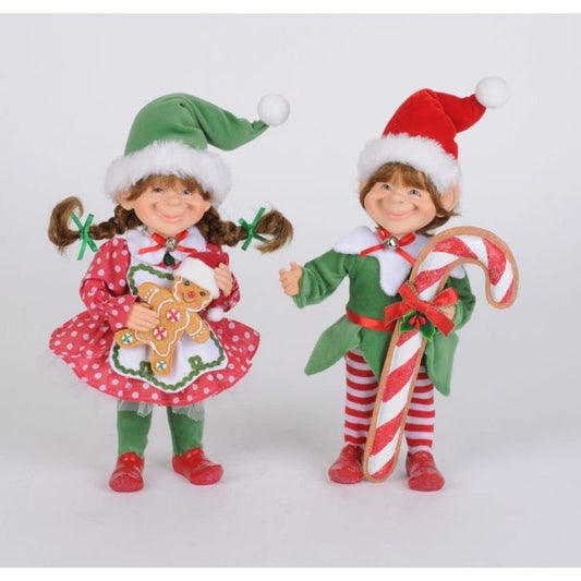 Karen Didion Red Polka Dot Candy Cane Elf Set of 2