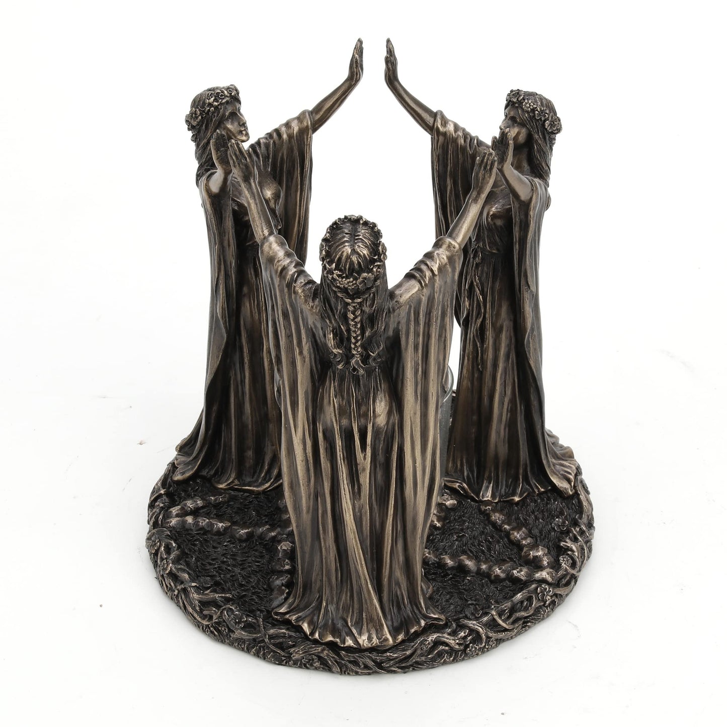 Veronese Design Wicca Triple Goddess Festive Ritual Cold Cast Resin Antique Bronze Finish Candle Holder