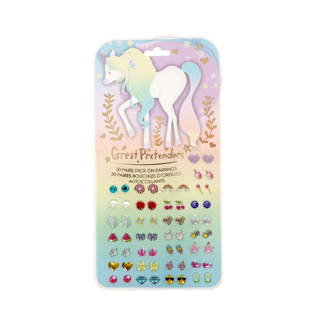 Great Pretenders 87509 Whimsical Unicorn Sticker Earrings (30 Pairs), Multicoloured, único