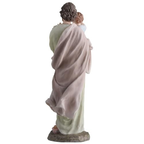 Veronese Design 8 1/4 Inch Saint Joseph Holding Baby Jesus Resin Sculpture Hand Painted Religious Decoration