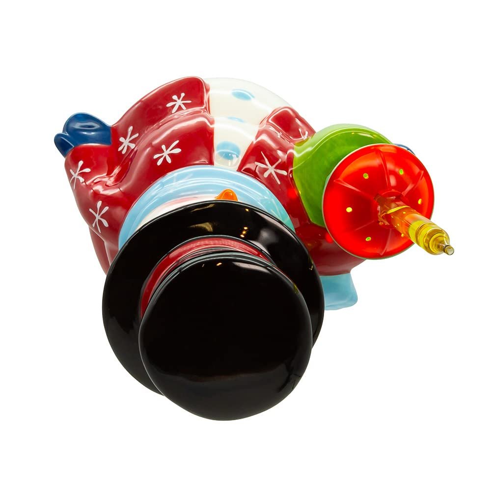 Kurt S. Adler Kurt Adler 10-Inch Ceramic Snowman with Bubble Light Table Piece, White