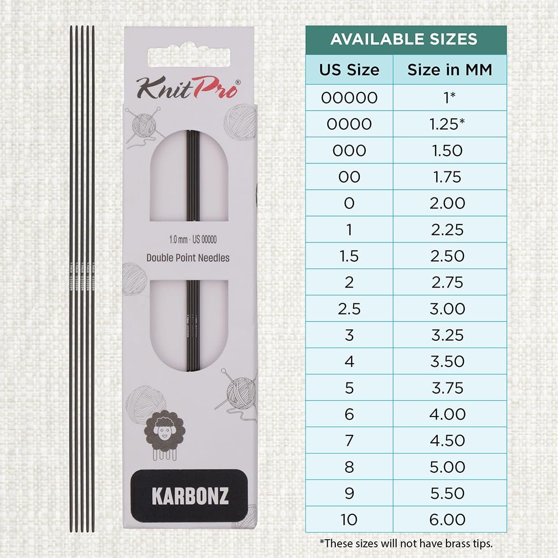 KnitPro Karbonz Double Pointed Needles 8" (20cm)