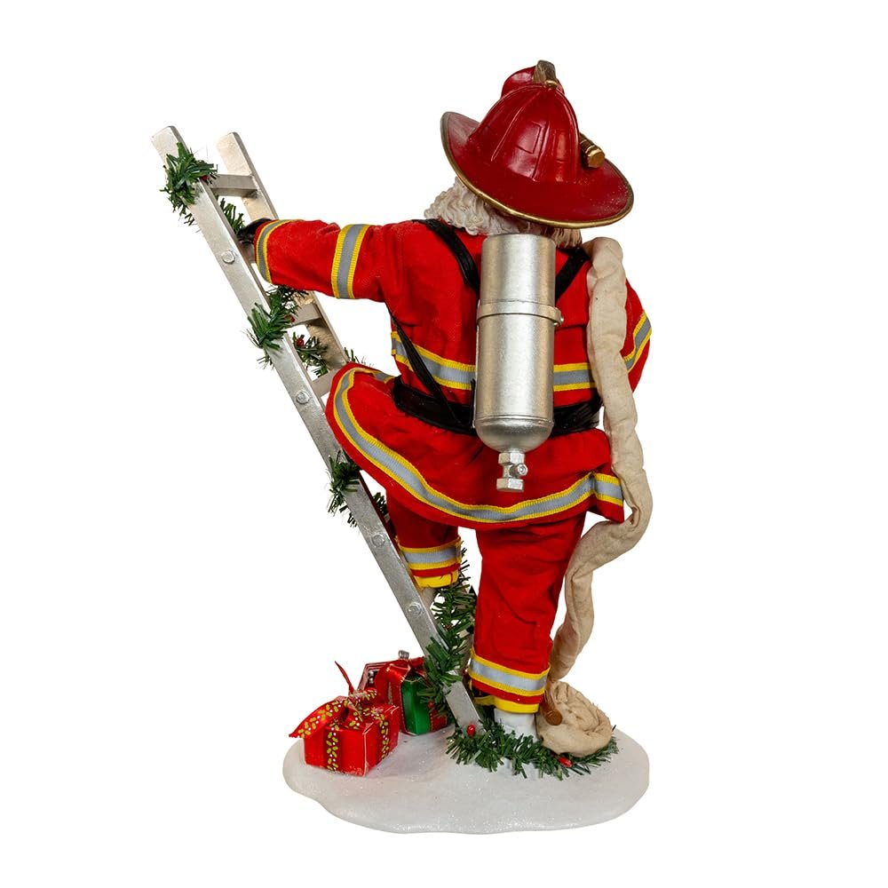 Kurt Adler 11.5-inch Fabriché™ Fireman Santa On Ladder