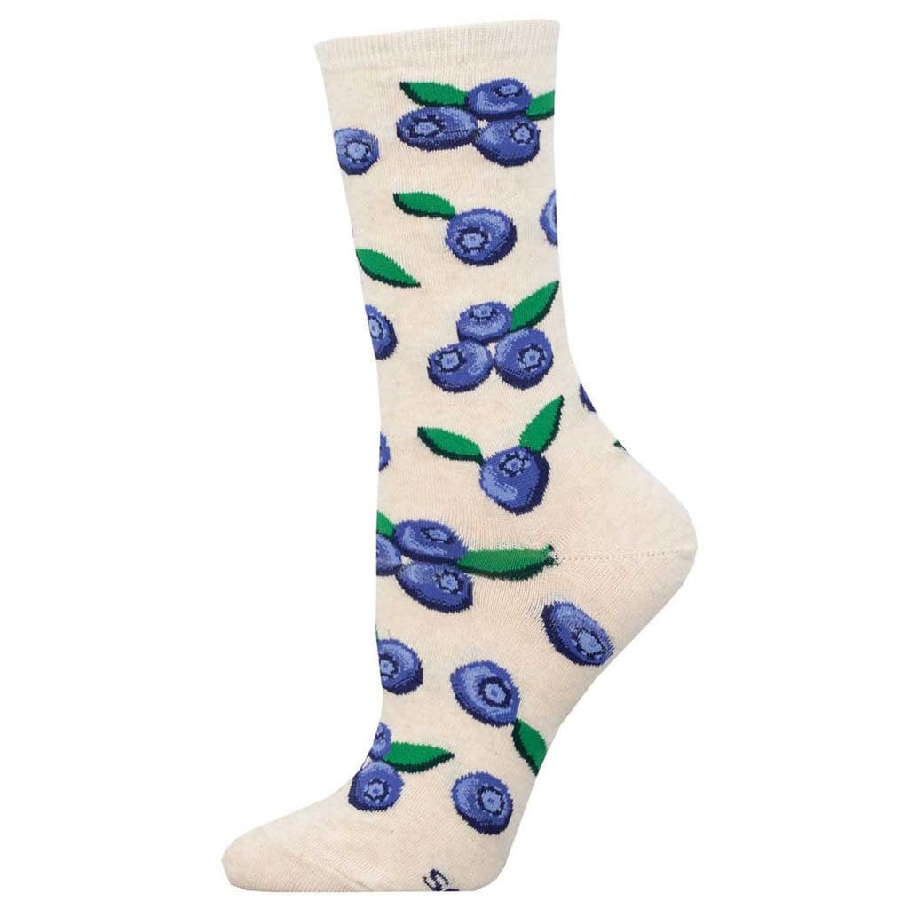 Socksmith Women's Blueberries Crew Socks, ivory heather