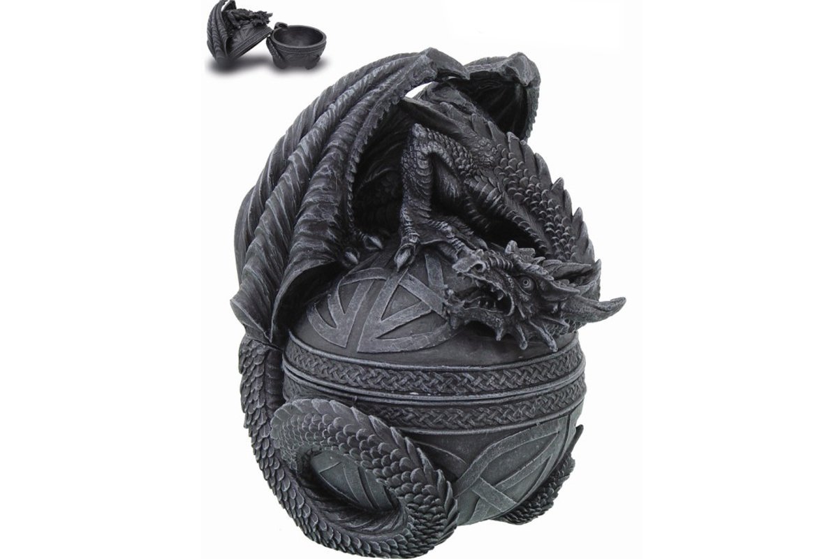 Pacific Giftware PTC 6.5 Inch Celtic Dragon Topped Orbe Jewelry/Trinket Box Figurine