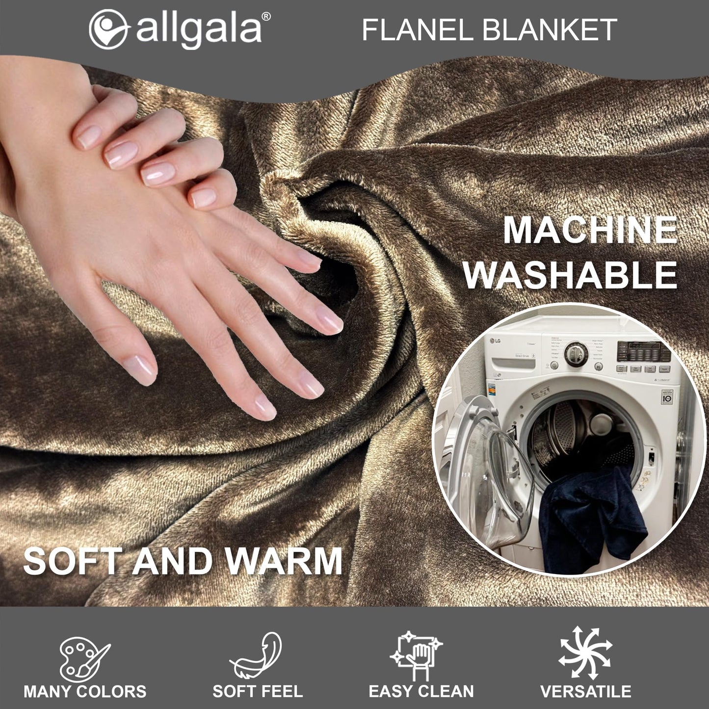 allgala Super Soft Flannel Plush Light Weight Throw Blanket