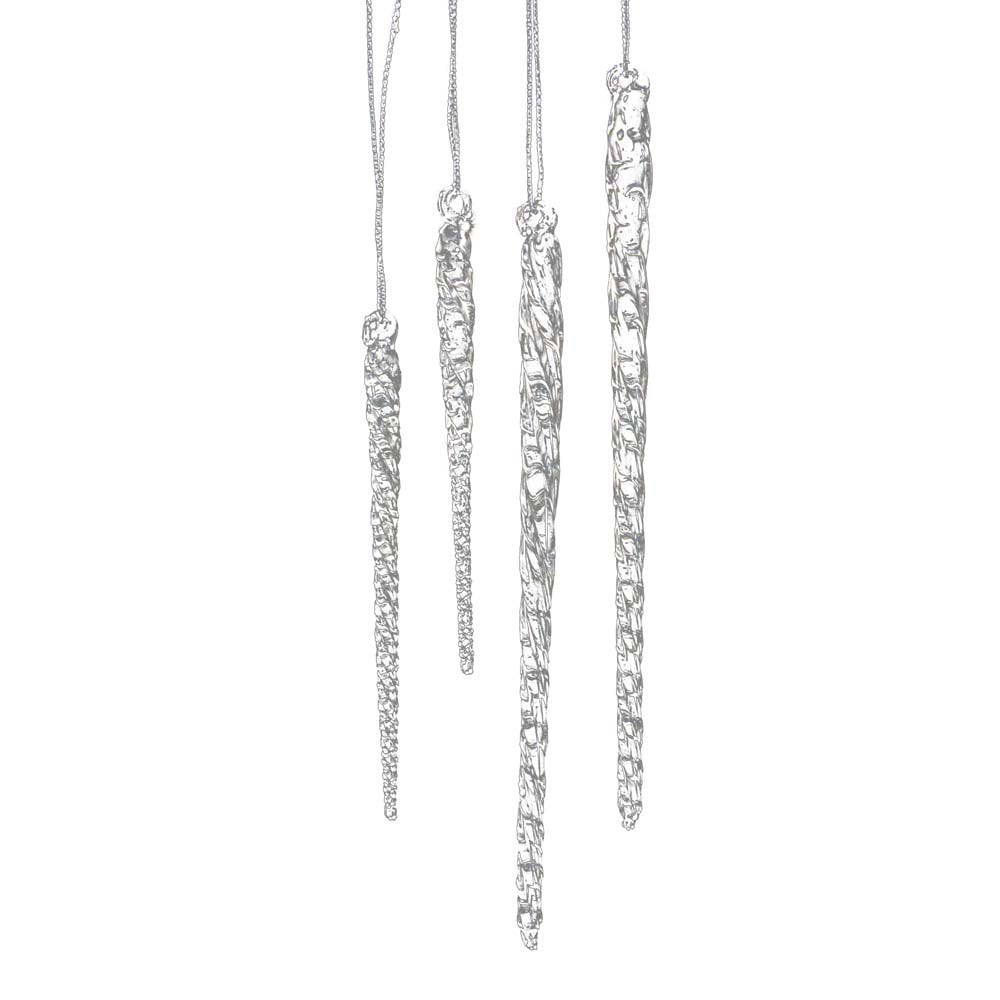 Kurt Adler 3-1/2-Inch-5-1/2-Inch Clear Glass Icicle Ornament Set of 24 Pieces