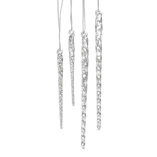Kurt Adler 3-1/2-Inch-5-1/2-Inch Clear Glass Icicle Ornament Set of 24 Pieces