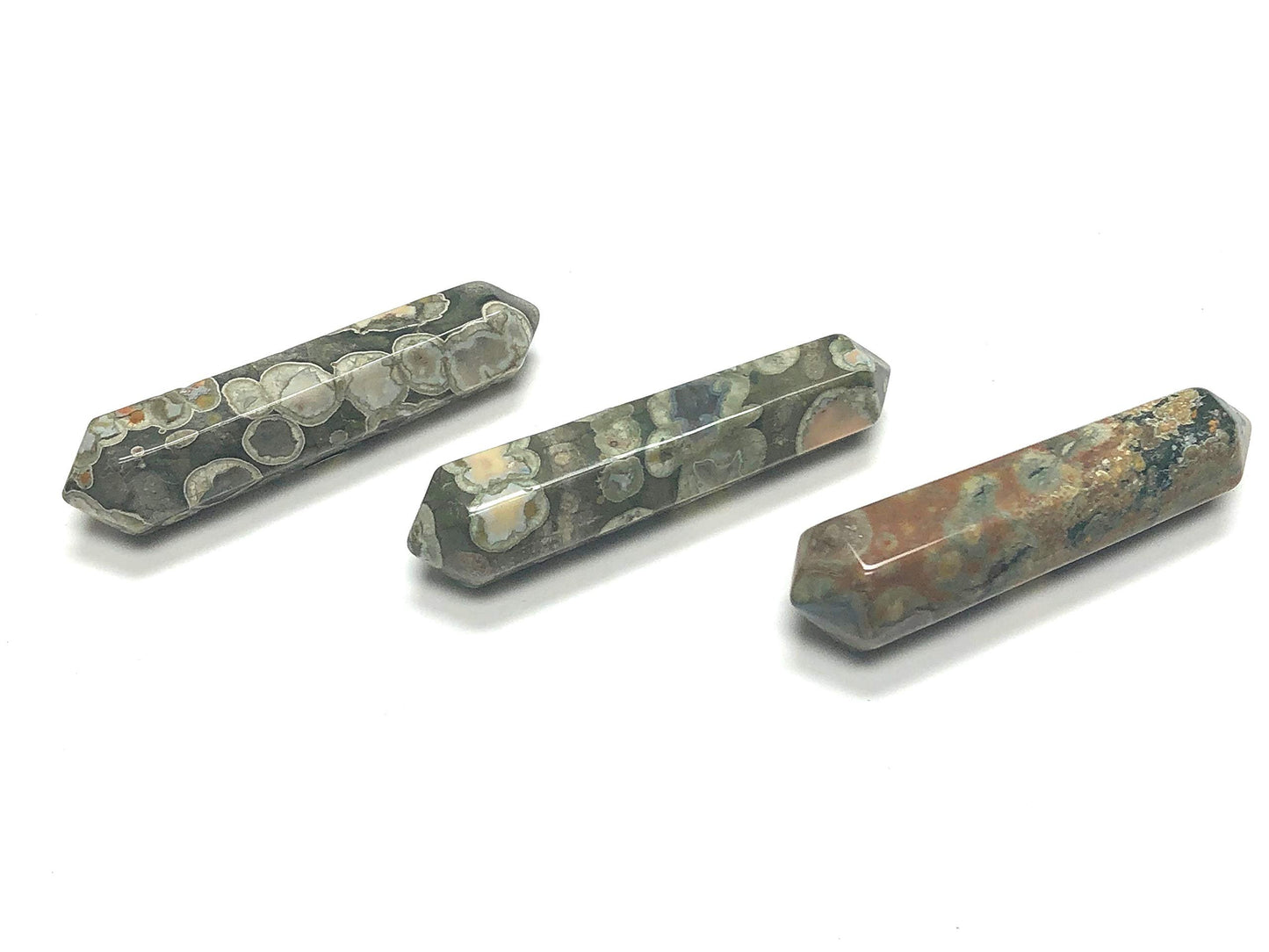 Zentron Crystal Collection: 60MM All Natural Gemstone Crystal 2"+ Wand and Velvet Pouch (Rhyolite)