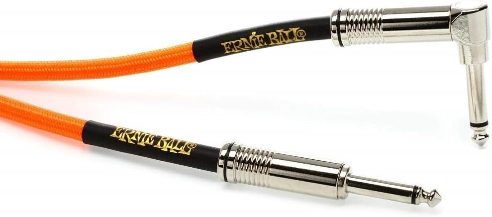 Ernie Ball Braided Instrument Cable Set Straight/Angle Length 18ft in Neon Orange (P06084) - Pack of 2