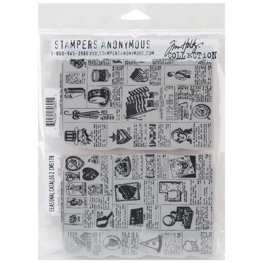 Stampers Anonymous No.2 Tim Holtz Cling Rubber Stamp Set, 7 by 8.5-Inch, Seasonal Catalog