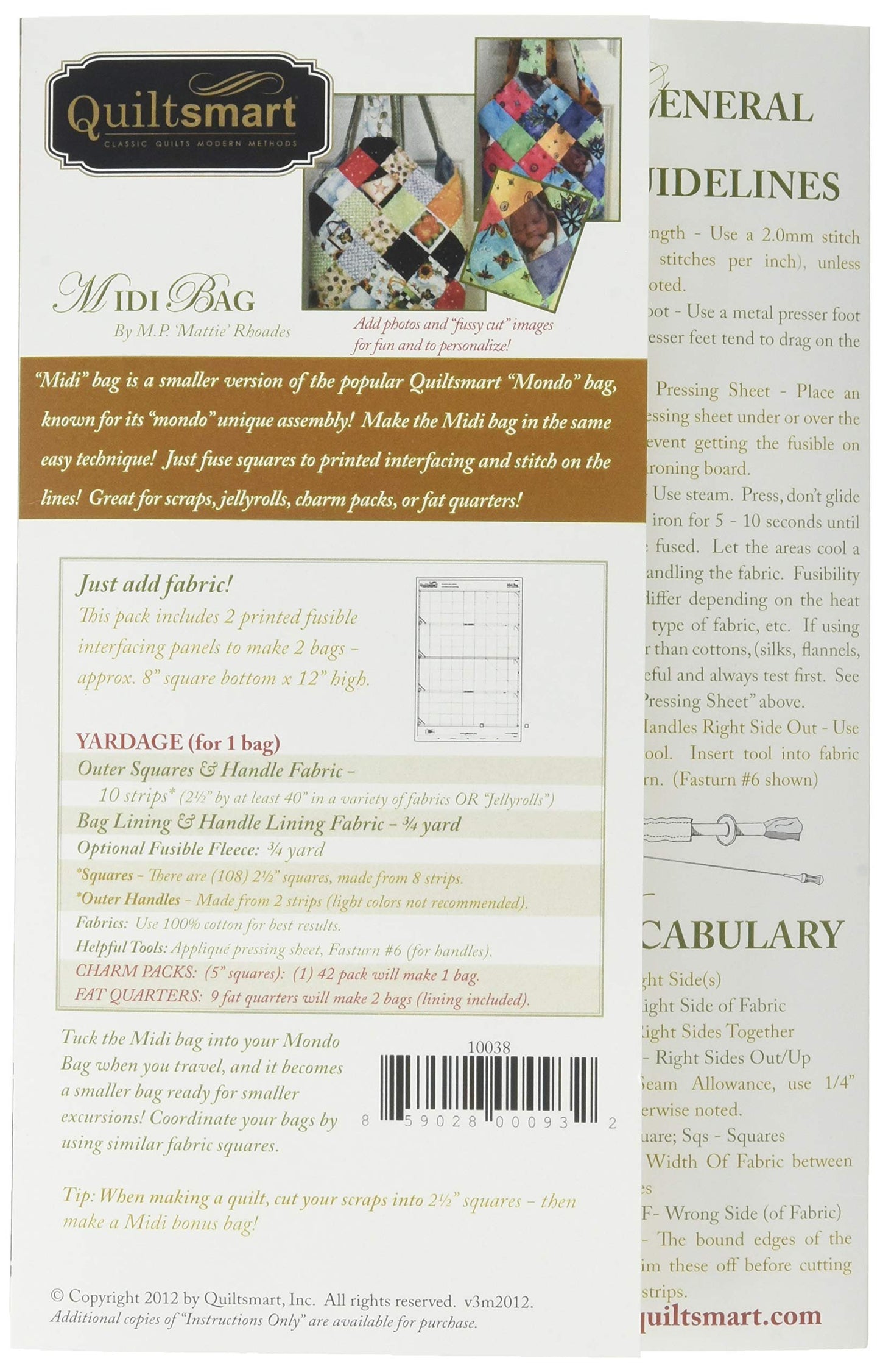 Midi Bag Fun Pack - Pattern and Printed Interfacing by Quiltsmart