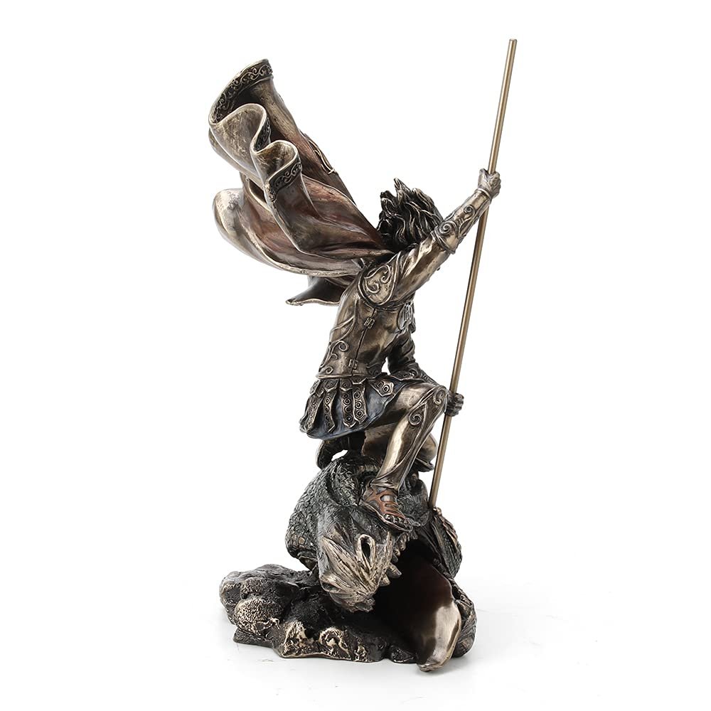 Veronese Design 11 3/8 Inch Saint George The Dragon Slayer Fantasy Statue Cold Cast Bronzed Resin Home Decor Collectible
