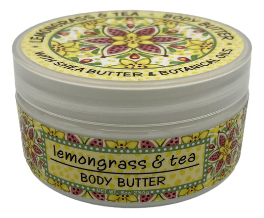 Greenwich Bay Trading Company, Lemongrass and Tea, Shea and Cocoa Butter Body Butter - From the Garden Collection - 8 Ounce Tub