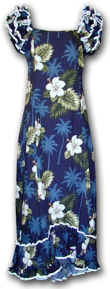 Hawaiian Muumuu Hibiscus Island Long Style Red 2XL 334-2798