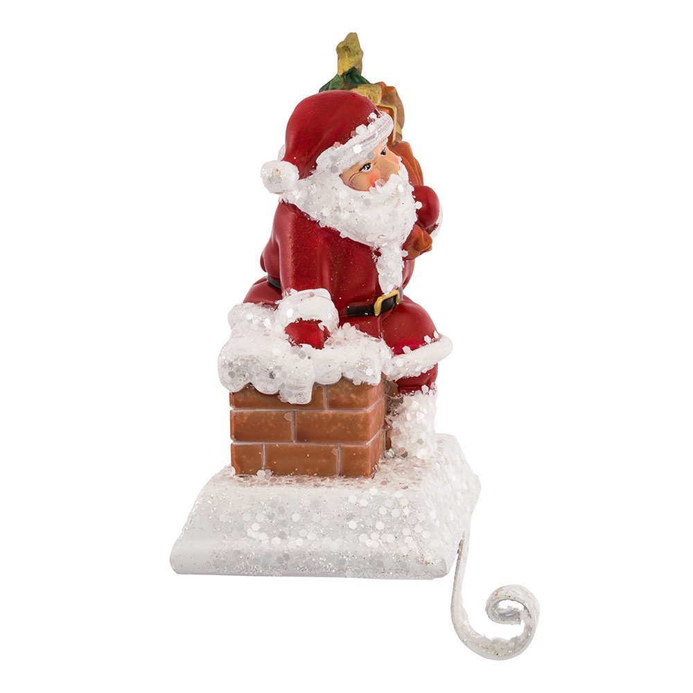 Kurt Adler Resin Santa with Gift Box Stocking Holder, 6.5-Inch