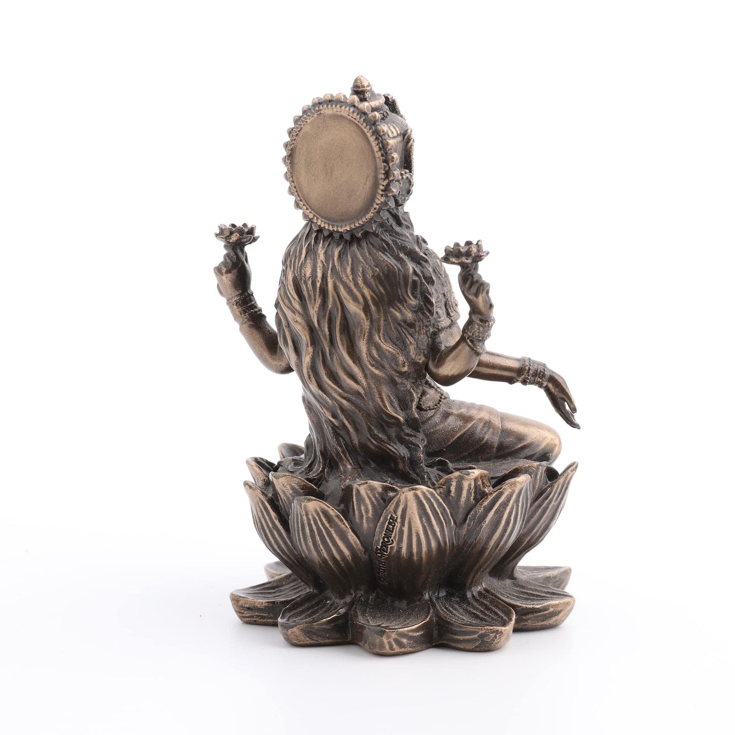 Veronese Design 3.3" Hindu God Lakshmi Sitting On Lotus Resin Figurine Bronze Finish
