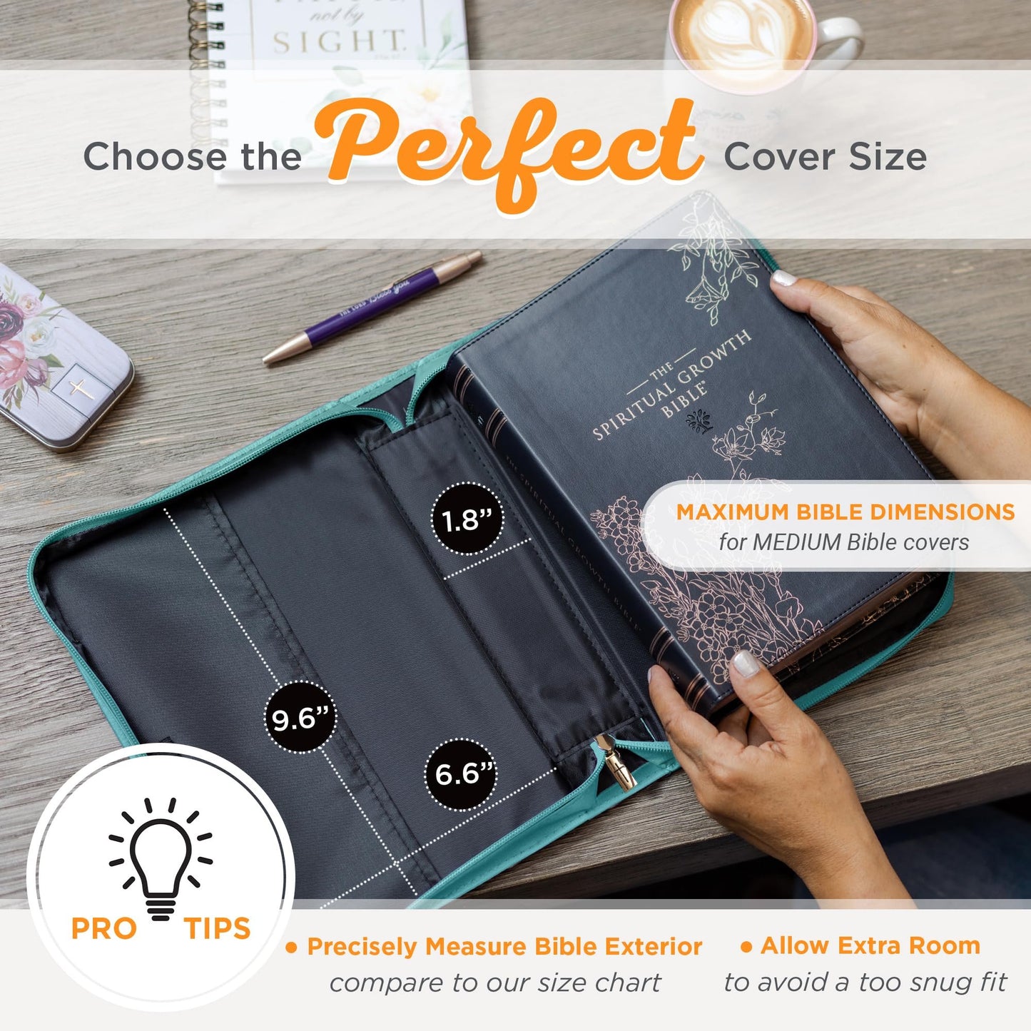 Teal Floral Fashion Bible Cover for Women She is Clothed Strength Dignity Proverbs 31 Woman Bible Case Book Cover, Faux Leather