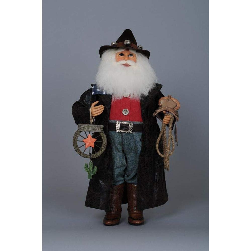 Karen Didion Originals Cowboy Santa Figurine, 17 Inches Black Polyresin