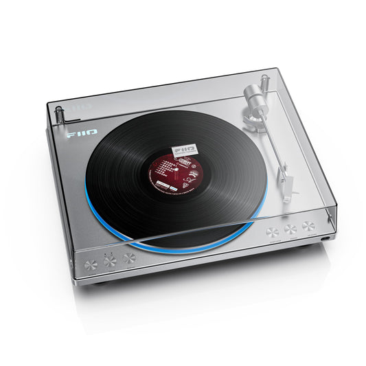 FiiO TT13 Fully Automatic Vinyl Stereo Turntable(Analog), Powerful Phono preamp, Dust Cover, Die-cast Aluminum Platter (TT13 Silver Bluetooth)