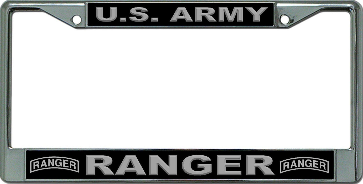 U.S. Army Ranger in Gray Chrome License Plate Frame
