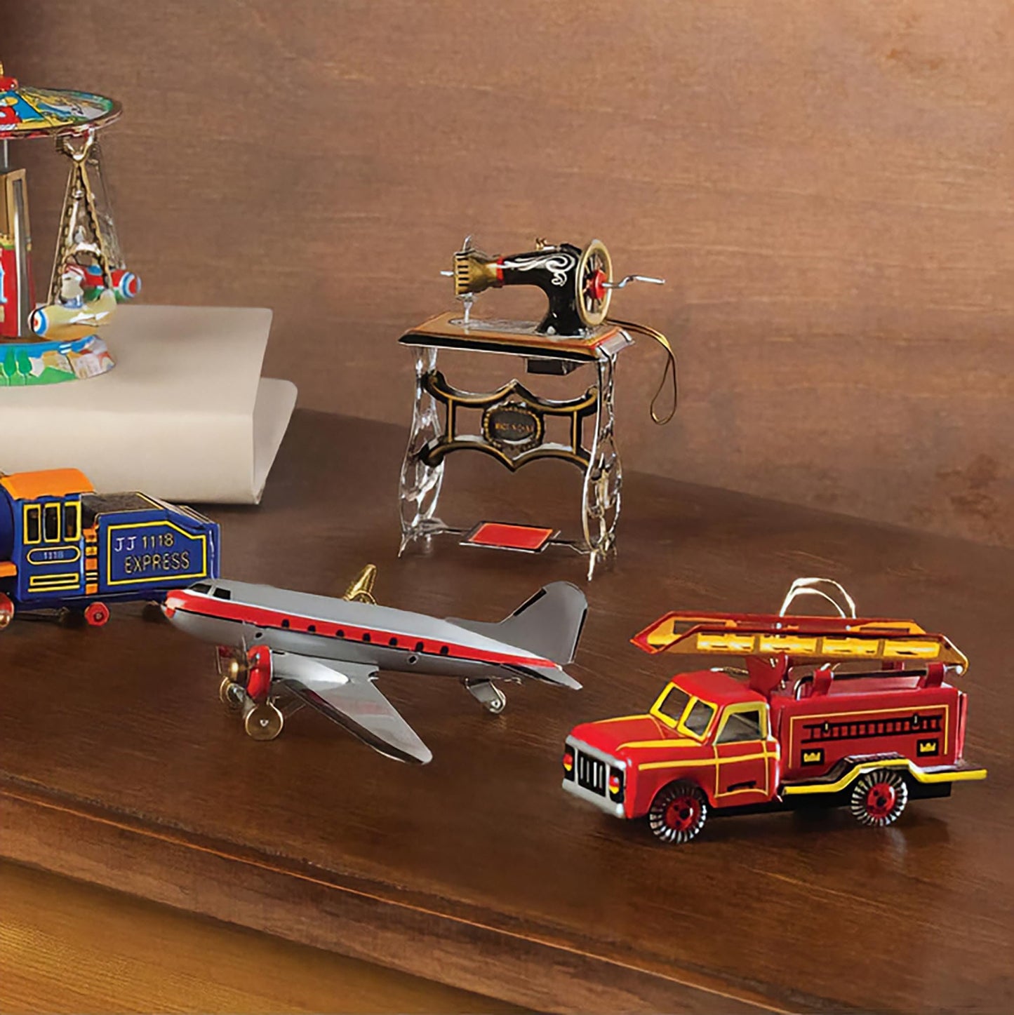 Alexander Taron AT3 Collectible Tin Ornament-Fire Truck-1.5" H x 1.25" W x 3.25" D, Red