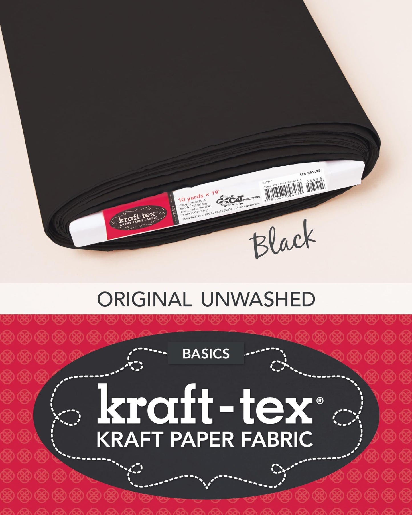 kraft-tex Bolt 19” x 10 yards, Black: Kraft Paper Fabric (kraft-tex Basics)