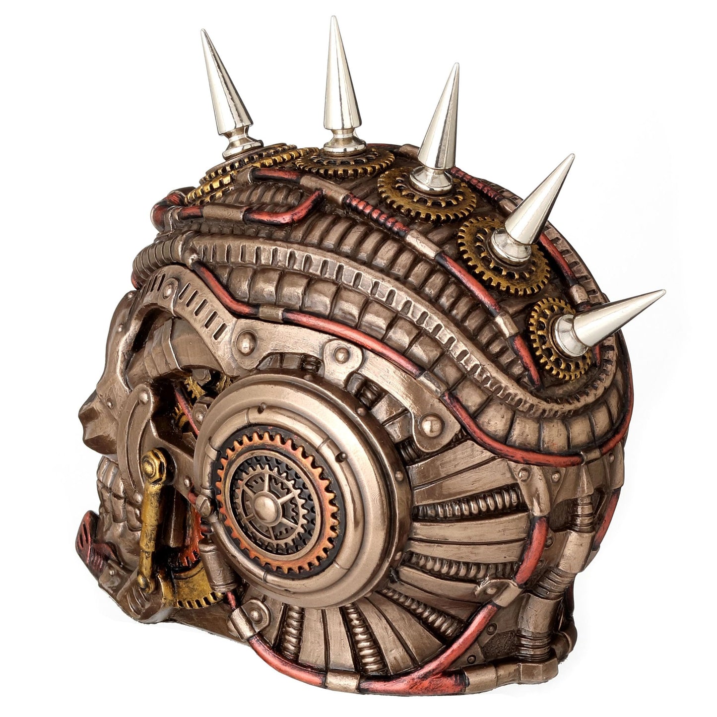 Veronese Design 5 1/2 Steampunk Chrome Spiked Draugr Skull Resin Sculpture Bronze Finish Secret Trinket Box