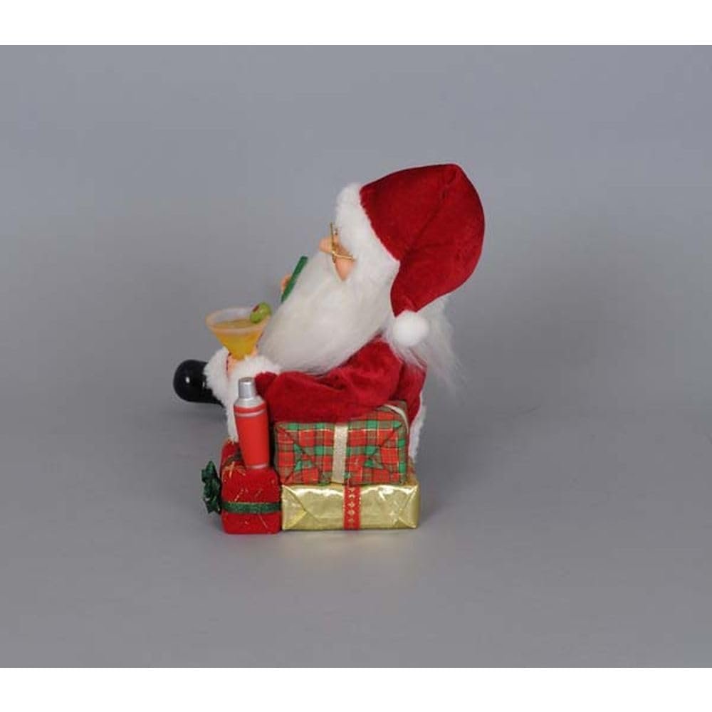 Karen Didion Originals Martini Mixer Santa Figurine, 12 Inches - Handmade Christmas Holiday Home Decorations and Collectibles